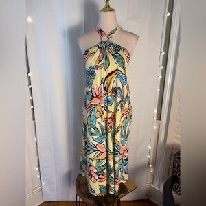 Sew In Love Floral Halter Dress - Yellow and Orange Medium